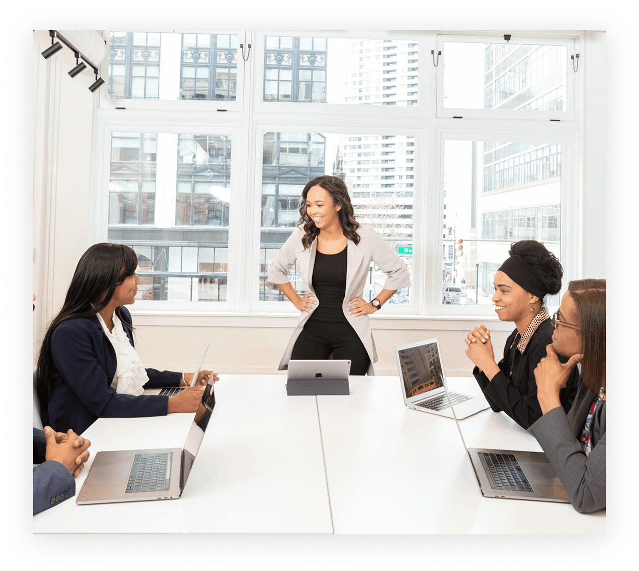 Professional meeting in modern office space